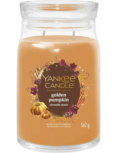 Yankee Candle Bougie parfumée grande jarre Golden Pumpkin - Bougie signature « Collection automne 2025 » - Durée de combustion : jusqu'à 90 heures
