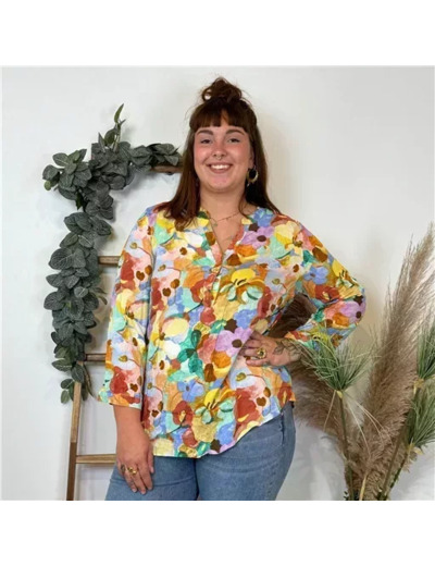 K814- Blouse Christy "Peinture" (T44-T52) (orange)