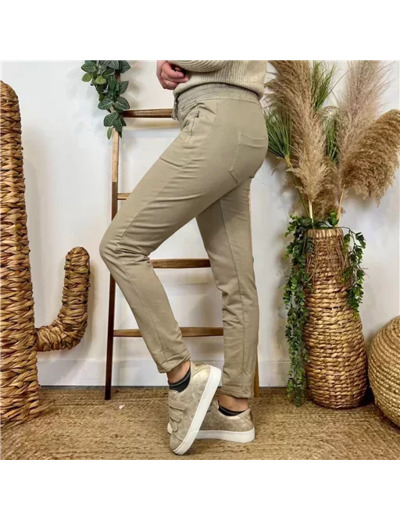L810- Jogg 2 poches zippées 🇮🇹 (taupe)