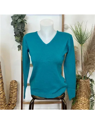 Y249-Tricotonic Col V les T38 & 42 (bleu canard)