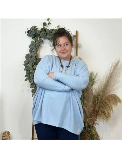 K533- Top Oversize uni (Gt) (bleu ciel)