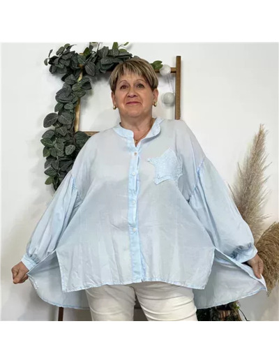 K371- Chemise Loose étoilée ⭐ (Gt) (bleu ciel)