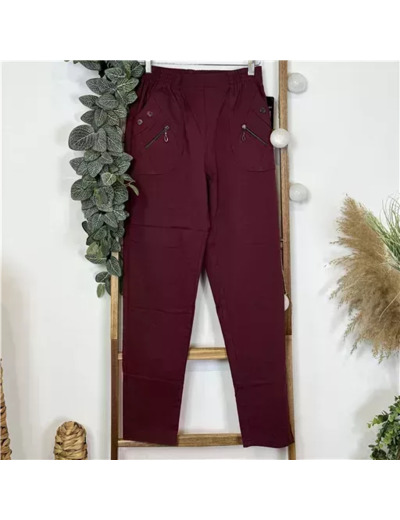 T578- Pantalon Confort Chaud (T38-T52) (bordeaux)