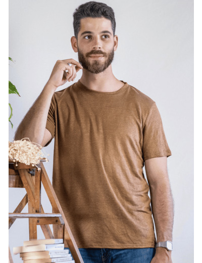 T shirt en lin bio homme - bronze