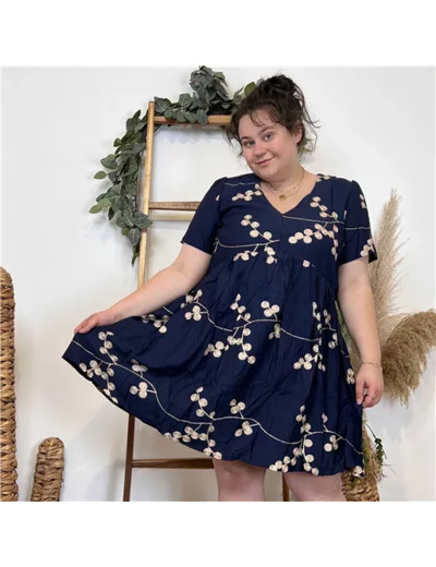 K283- Robe Maëlle "Baies" (T40-T48) (marine)