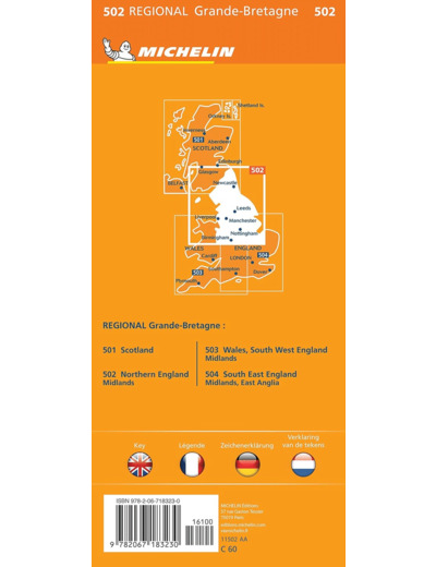 CARTE REGIONALE NORTHERN ENGLAND, MIDLANDS