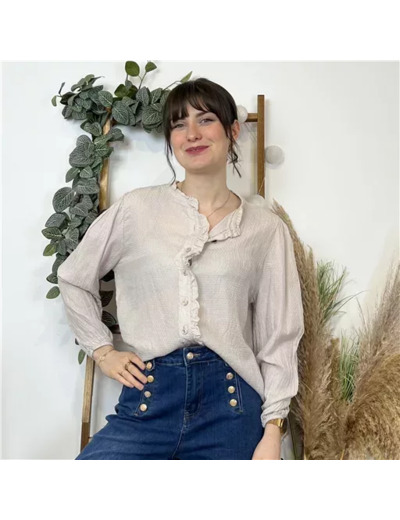 K517- Blouse unie Soie 30% (Tu) (beige)
