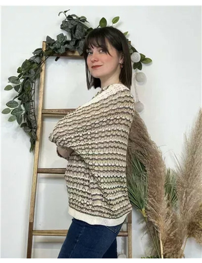 K101- Pull rayé Lurex (Tu) 🇮🇹 (marron)