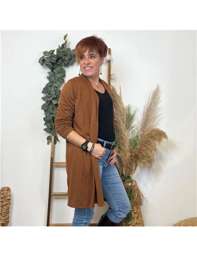 L383- Gilet mi-long (Tu) (marron)