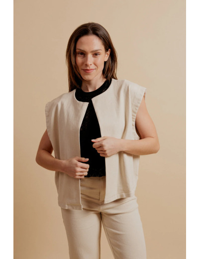 Dora - Gilet Sans Manches Beige