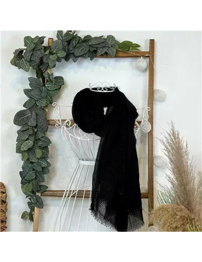 Y510– Foulard uni froissé (noir)