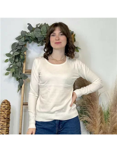 Y376- Pull FIN sans laine «Voggo» (T36-T48) (ecru)