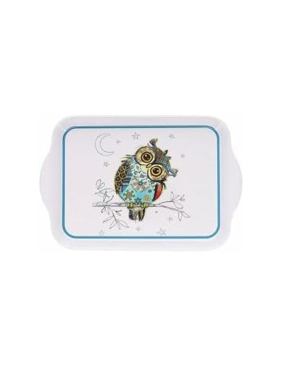 KIUB Mini Plateau avec des animaux - motif Chouette - mélamine de qualité - Taille Mini 14 * 21 CM