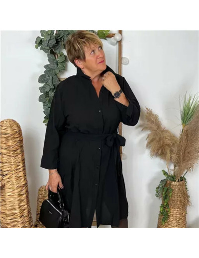 Z393- Christy Robe unie (T44-T52) (noir)