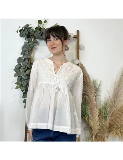 K557- Chemisier Version Féminin (T36-T40) (blanc)