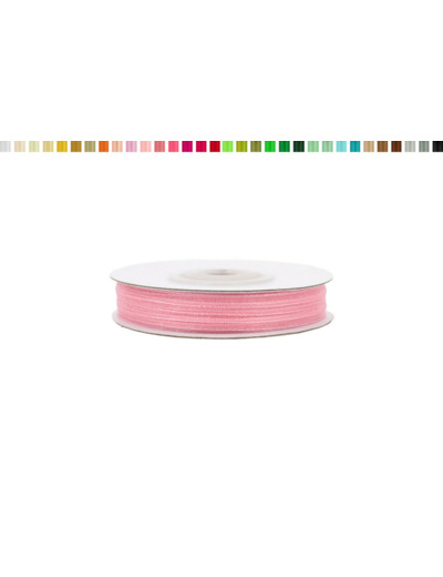 Ruban organza 3mm de large bobine de 50 metres de long vieux rose
