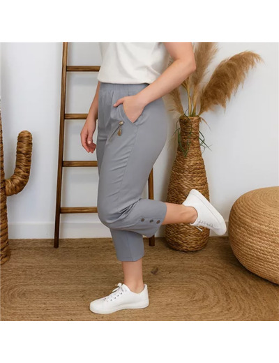 T541- Pantacourt stretch uni JST (T38-T52) (gris)