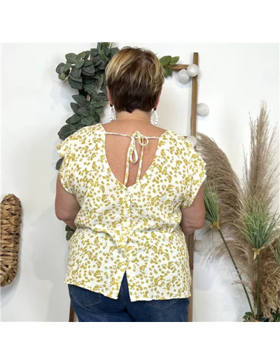 L519- Top coton Z-one fleuri (L40-L48) (ecru)