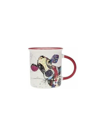 KIUB Mug avec des animaux de la ferme , des bois et des montagnes - motif vache - matière porcelaine fine - contenance 320ML