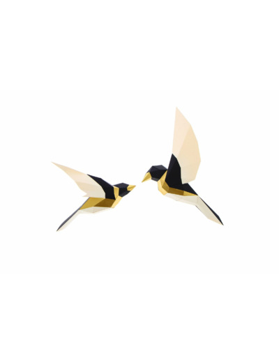 DeuxOiseaux Noir et Or en Papier