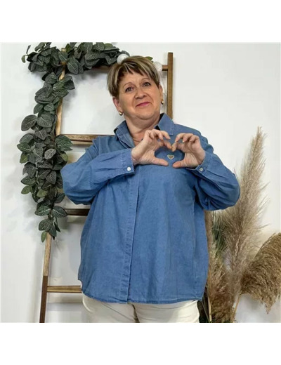 K470- Chemise coton « By One » (T40-T48) (bleu jeans)