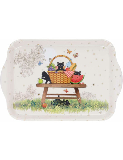 Kiub - Petit Plateau en mélamine Bug Art Chatons Pic nic 21x14 cm - KIUB