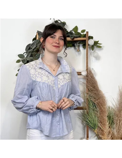 K553- Blouse « Version Féminin » (T36-T40) (bleu ciel)