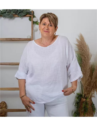 K759- Tunique 100% coton (Tu) (blanc)