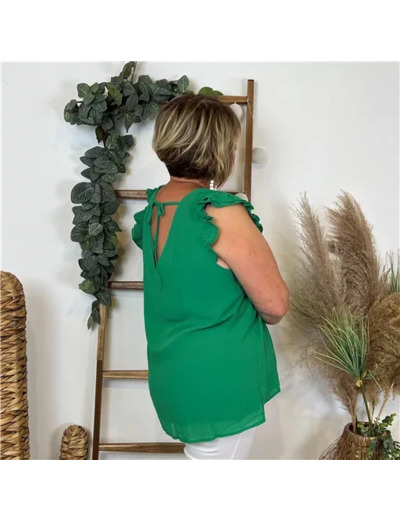 k221- Blouse unie By One (T40-T48) (vert brésil)