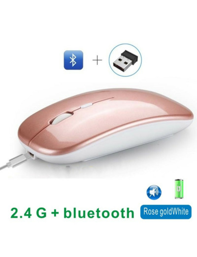 Souris clic silencieux - sans fil Bluetooth rechargeable Rose