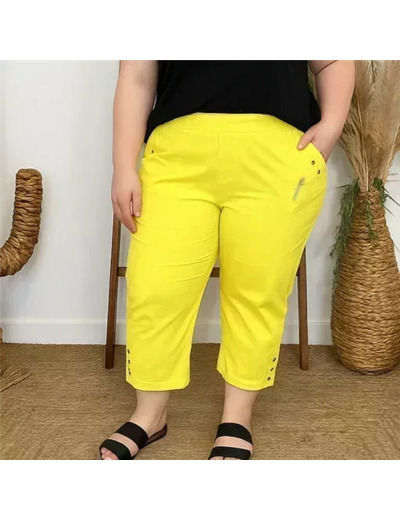 T581- Pantacourt stretch uni JST (T38-T52) (jaune)