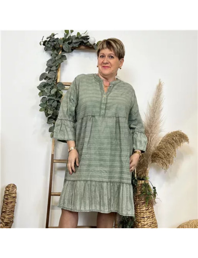 K507- Robe coton délavé C'Mélodie (kaki)