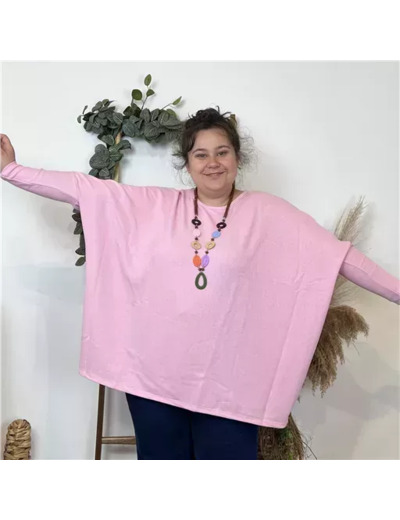 K533- Top Oversize uni (Gt) (rose poudré)