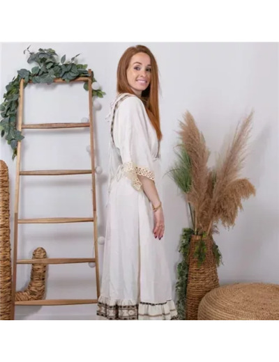 K269- Robe longue Bohême (TU) (taupe)