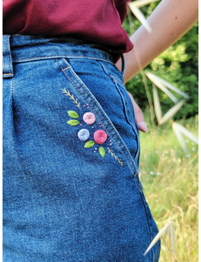 Premier Printemps - Kit broderie poche pantalon à broder