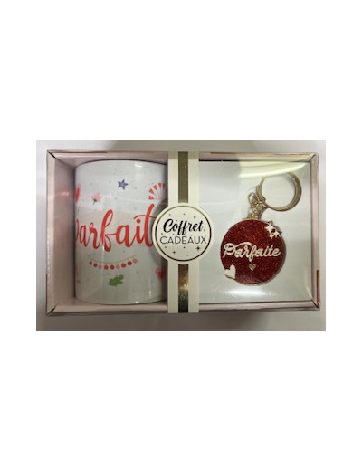 STC coffret mug et porte clés pailettes "Parfaite"