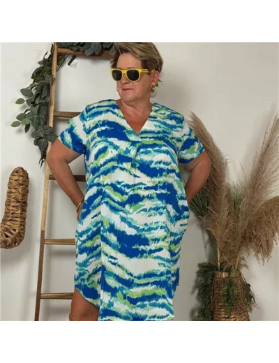 Z326- Robe Christy "Marbré" (T44-T52) (bleu royal)