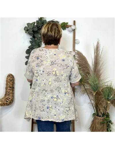 L468- Tunique coton Fleurettes (Gt) 🇮🇹 (beige)