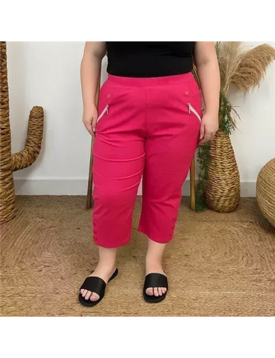 T581- Pantacourt stretch uni JST (T38-T52) (fuchsia)