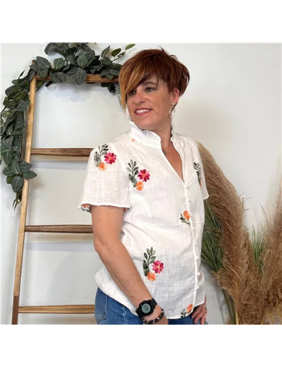K254- Chemise By One (T36-T40) 🏵️ (blanc)