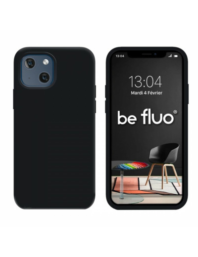 Coque Silicone Moxie BeFluo Fine et Légère pour iPhone 14, Intérieur Microfibre - Noir