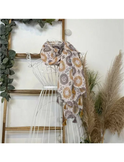 Y521- Foulard Ethnique Pompons (camel)