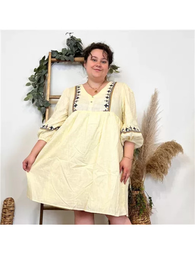 K314- Robe Bohême "By One" (T40-T48) (ecru)
