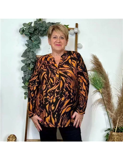 Z798- Blouse "Marbrée" Christy (T44-T52) (rouille)
