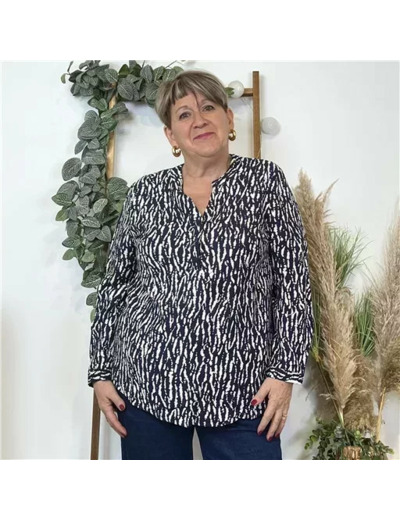 Z786- Blouse Christy marbrée (T44-T52) (marine)