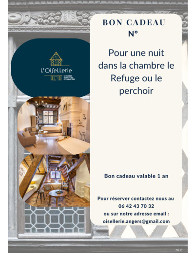 bon cadeau 1 nuit à l'Oisellerie Le Refuge