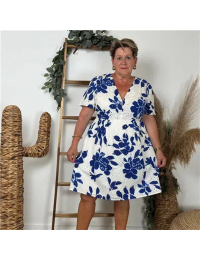 K144- Robe courte « Coton » Maëlle (T40-T48) (blanc)