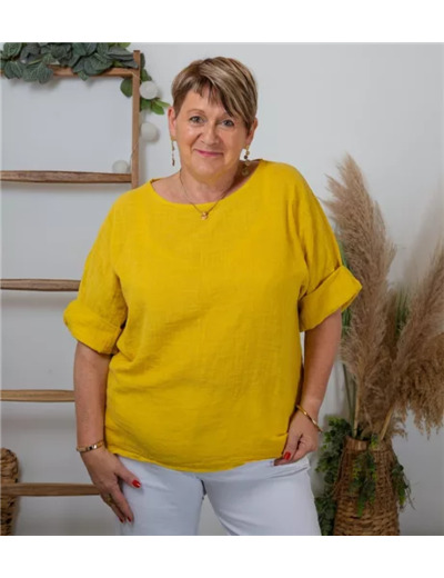 K300- Tunique 100% coton (Tu) (jaune)