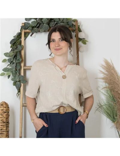 K184- Tunique brodée (Tu) 🇮🇹 (beige)