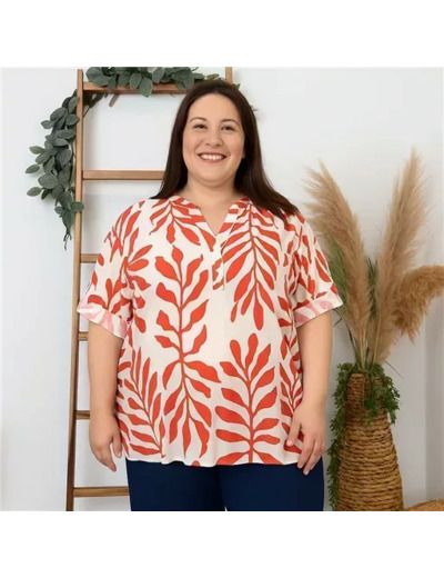 Z753- Blouse Curvy Manches courtes (T54-T58) (rouge)